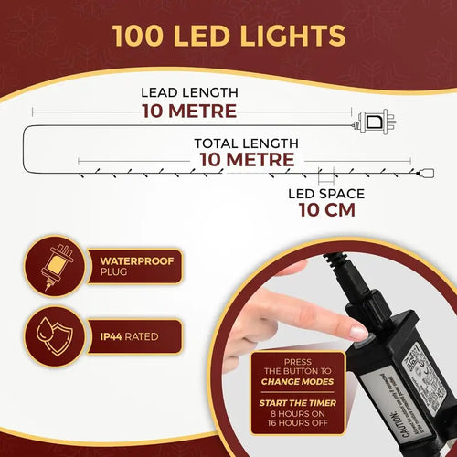 Festive Fix Multicolored LED Christmas Tree Lights – Waterproof Fairy String Lights with Timer & 8 Modes (100–500 LEDs, 10m–50m)